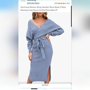 Blue Wrap Sweater Dress